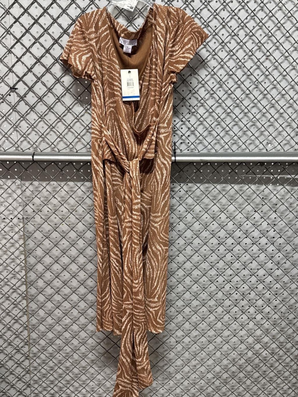 Brown Zebra Print Wrap Dress- Nine & Co